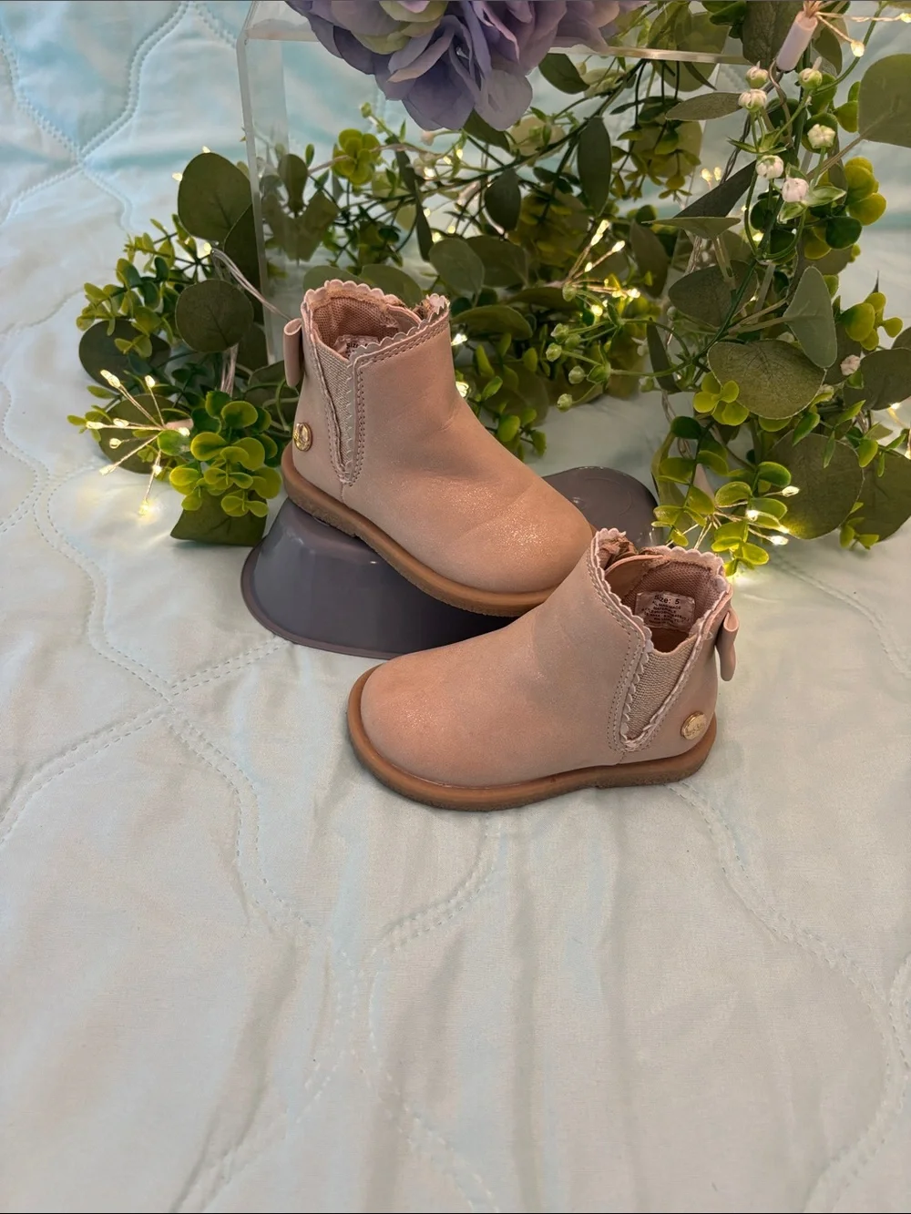 Toddler Taupe Ankle Boots - Soft Blush